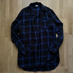 Women’s plaid high low flannel button down long sleeve